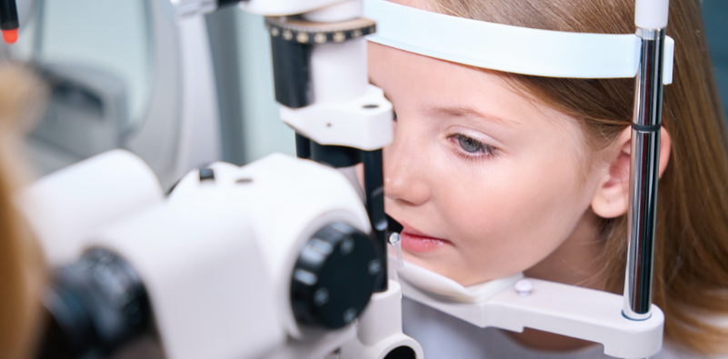 a kid having an eye test